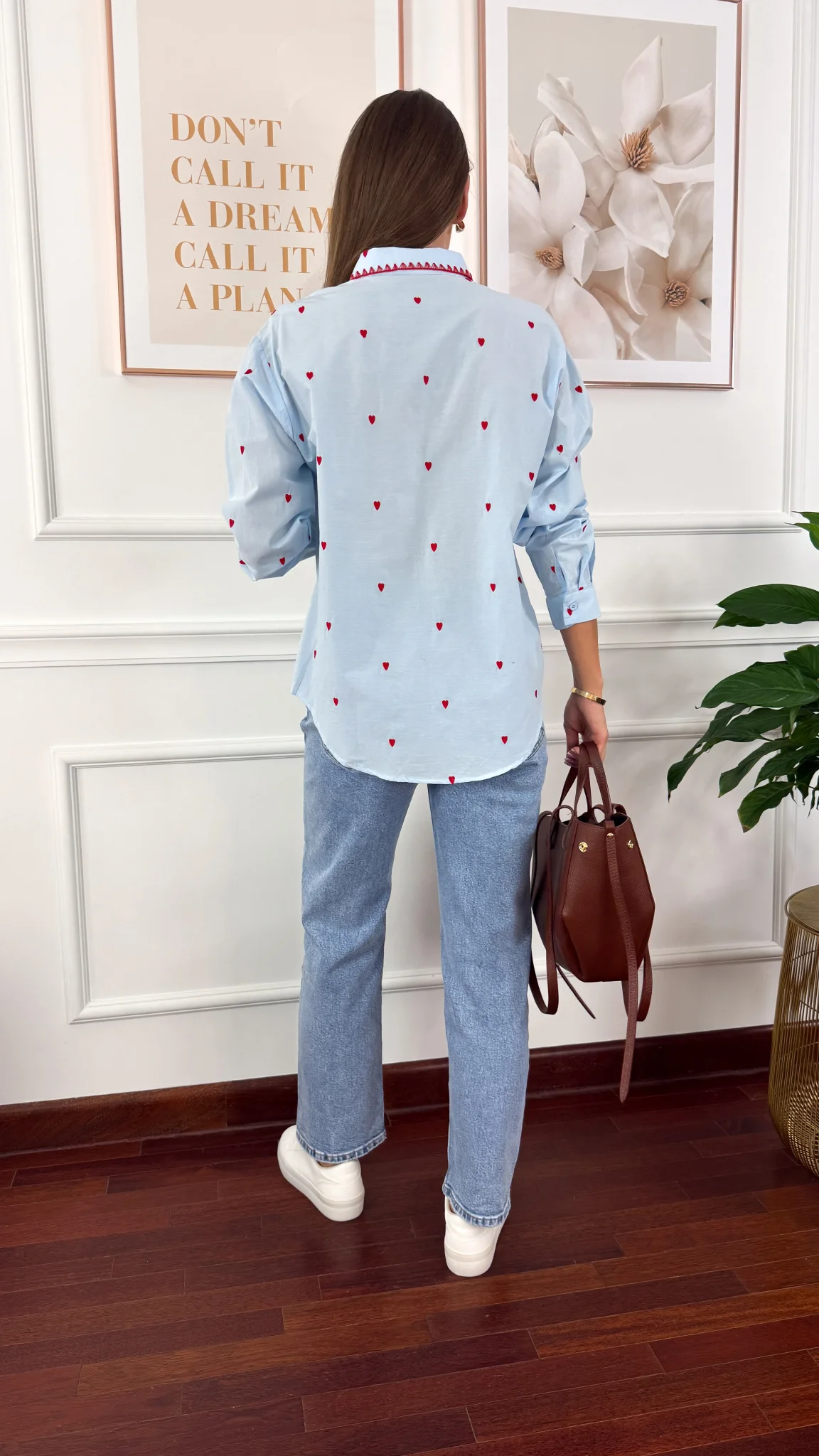 Bawełniana koszula Cinza błękitna w serduszka