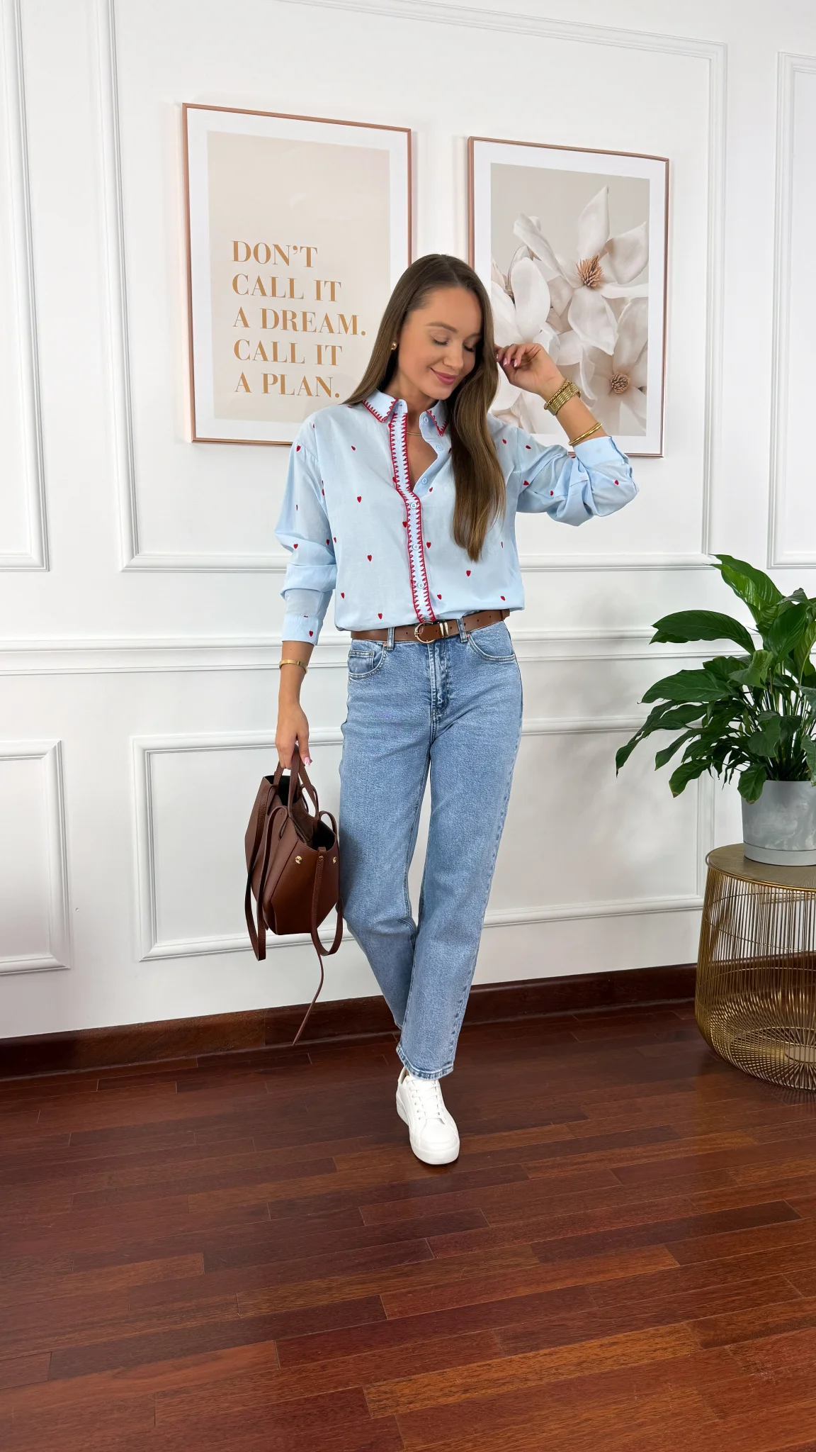 Bawełniana koszula Cinza błękitna w serduszka