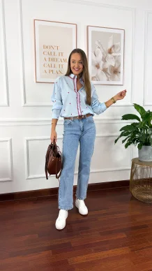 Bawełniana koszula Cinza błękitna w serduszka