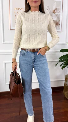 Wełniany sweter Alice ecru