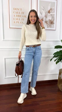 Wełniany sweter Alice ecru