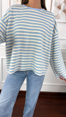 Bawełniana bluza Briva ecru-fiolet