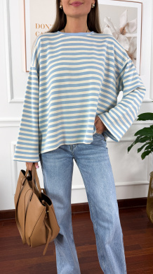 Bawełniana bluza Briva ecru-fiolet