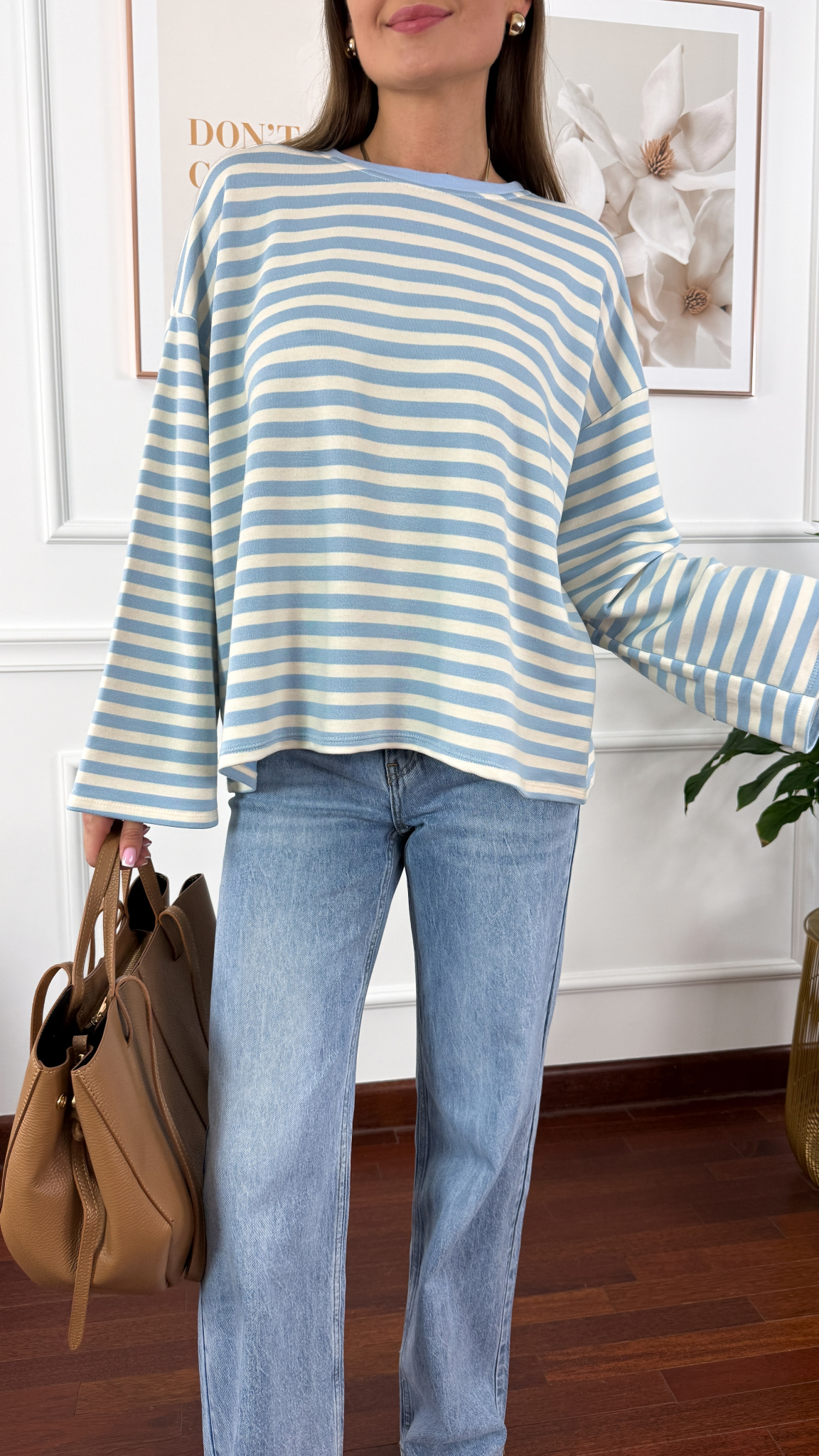 Bawełniana bluza Briva ecru-fiolet