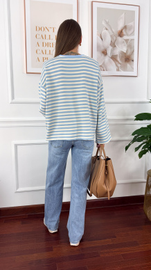 Bawełniana bluza Briva ecru-fiolet