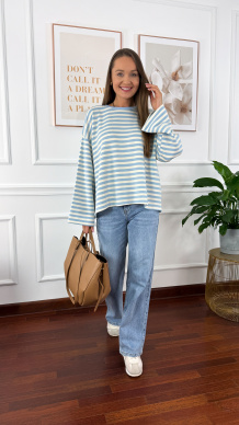 Bawełniana bluza Briva ecru-fiolet