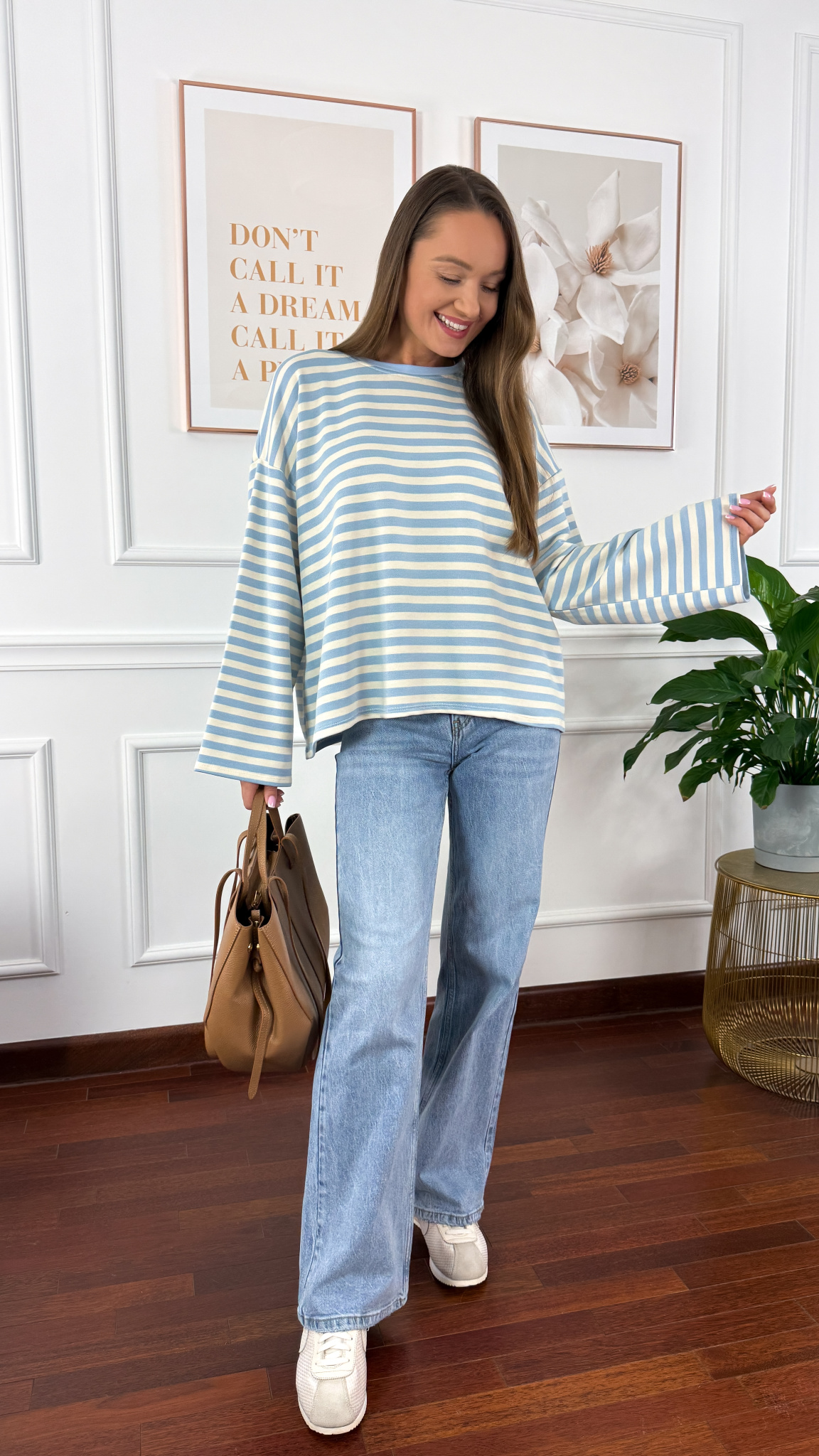 Bawełniana bluza Briva ecru-fiolet