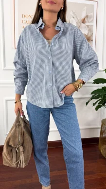 Bawełniana Koszula w kratę Viola niebieska