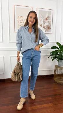 Bawełniana Koszula w kratę Viola niebieska