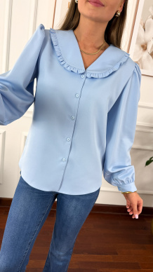 Wiskozowa koszula Evi błękitna