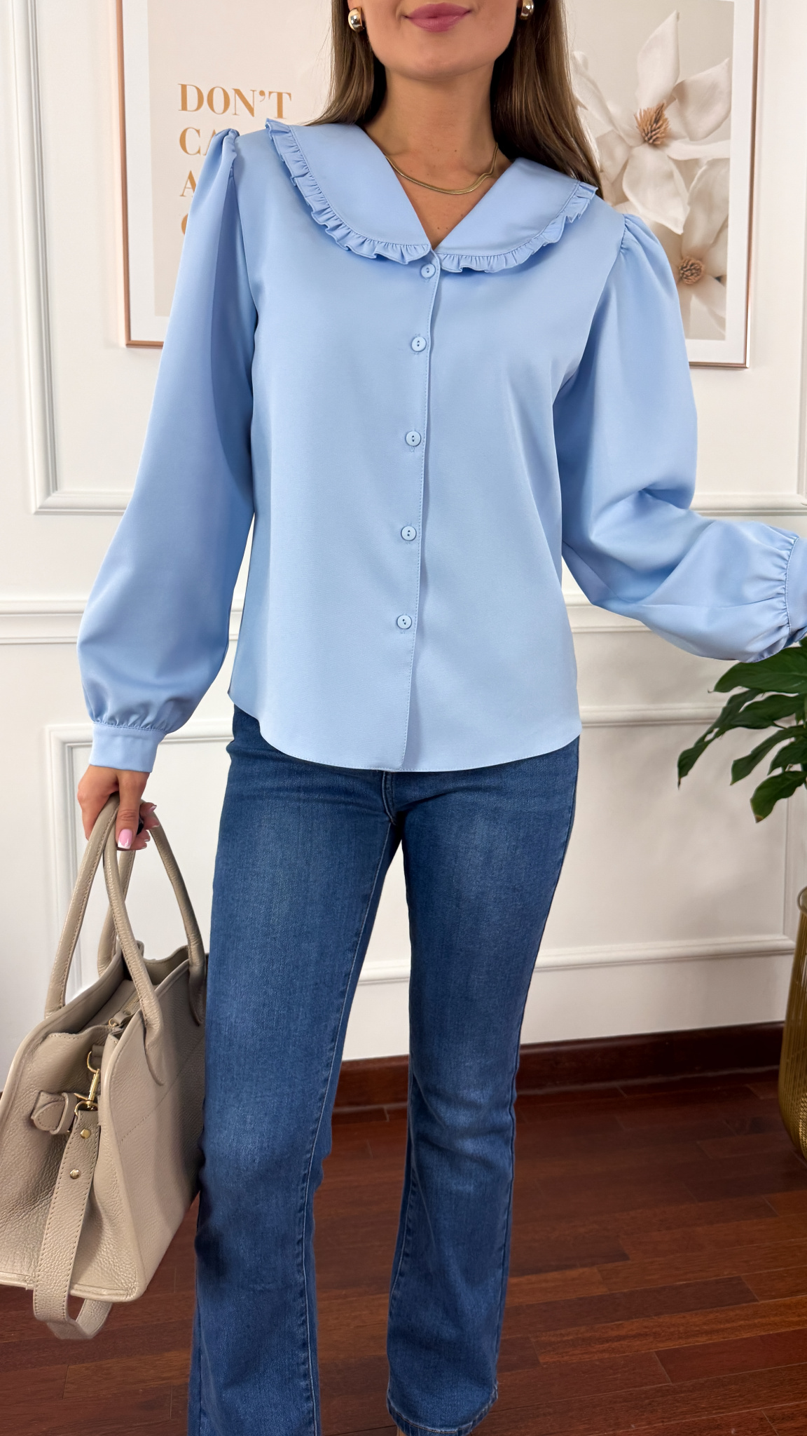 Wiskozowa koszula Evi błękitna