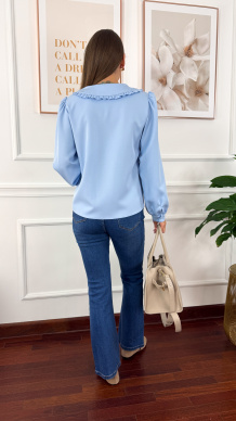 Wiskozowa koszula Evi błękitna