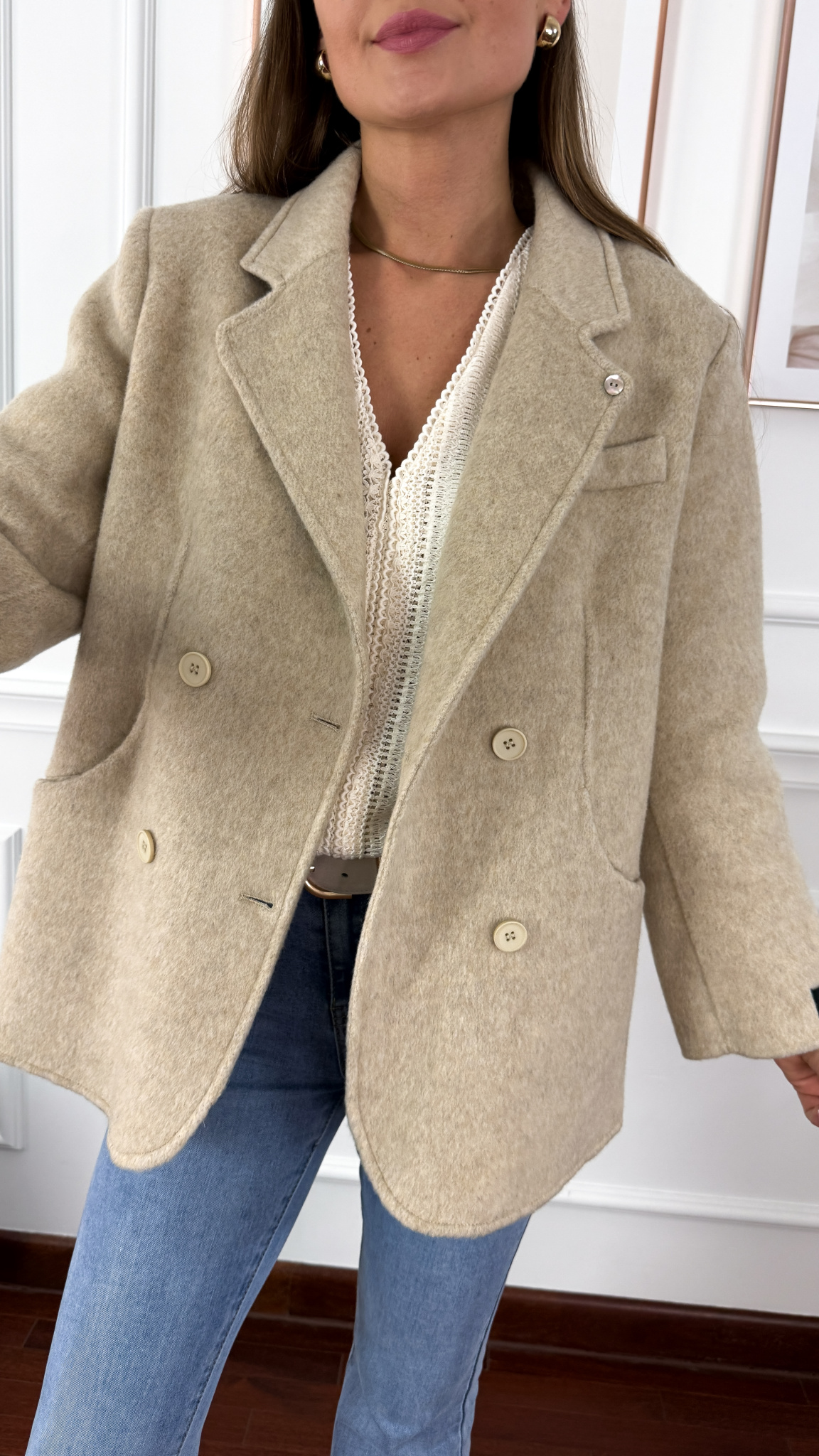 Wełniana marynarka Mariella beżowa