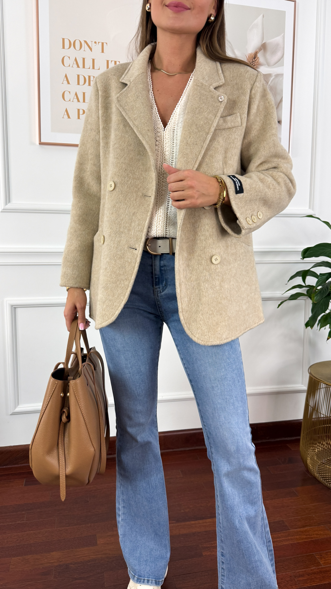 Wełniana marynarka Mariella beżowa