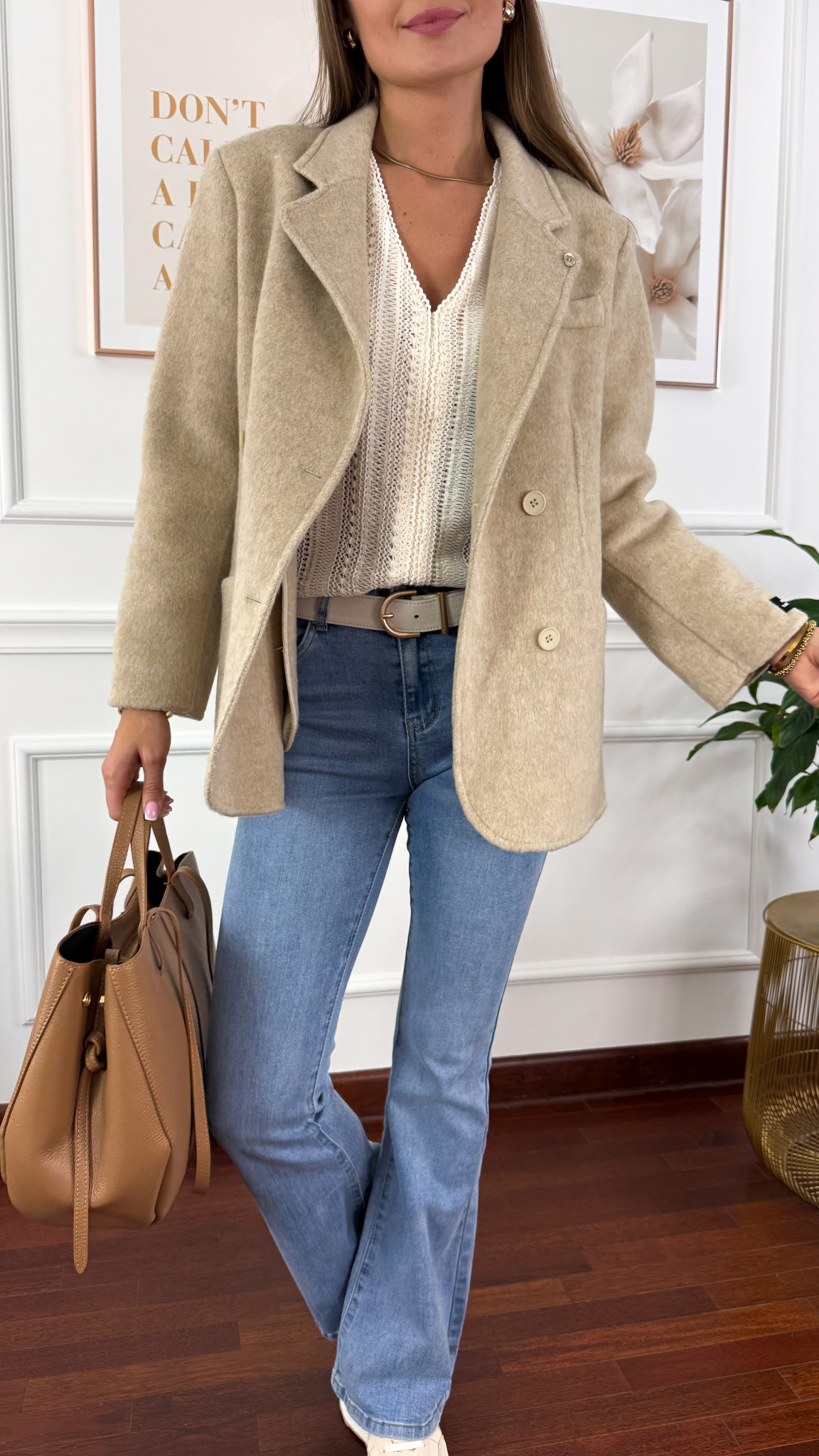 Wełniana marynarka Mariella beżowa