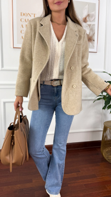 Wełniana marynarka Mariella beżowa