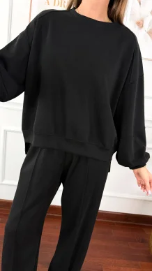 Wiskozowy komplet dresowy Adel czarny