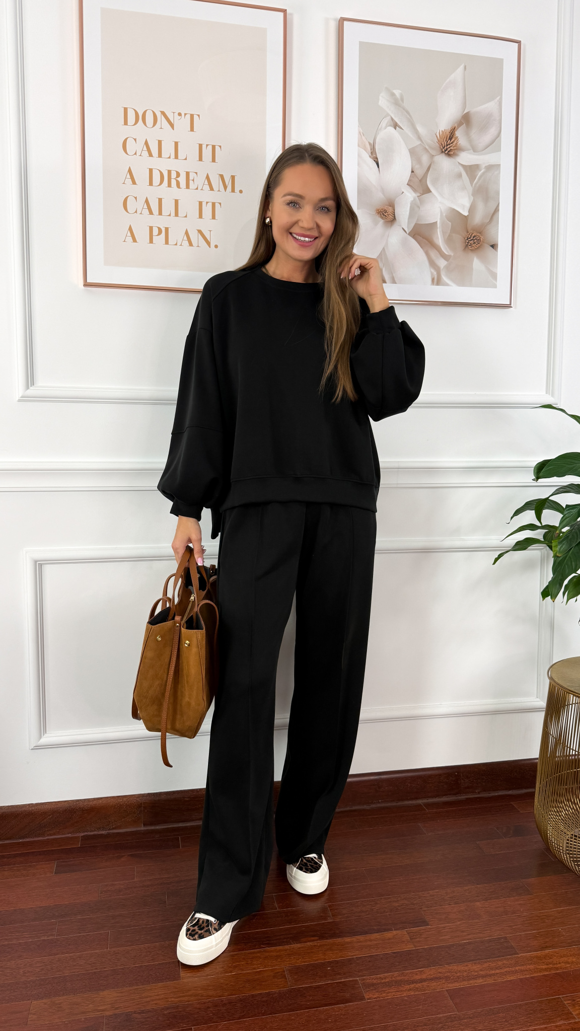 Wiskozowy komplet dresowy Adel czarny