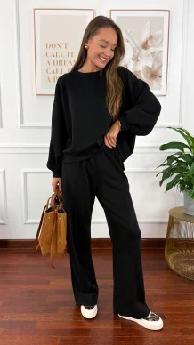 Wiskozowy komplet dresowy Adel czarny