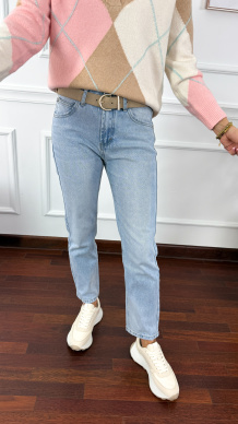 Spodnie mom fit Prima jasny denim