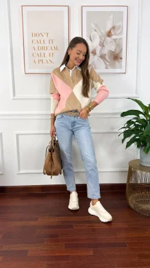 Spodnie mom fit Prima jasny denim