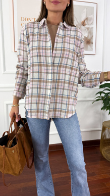 Koszula w kratę Kiara różowa