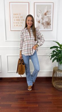 Koszula w kratę Kiara różowa