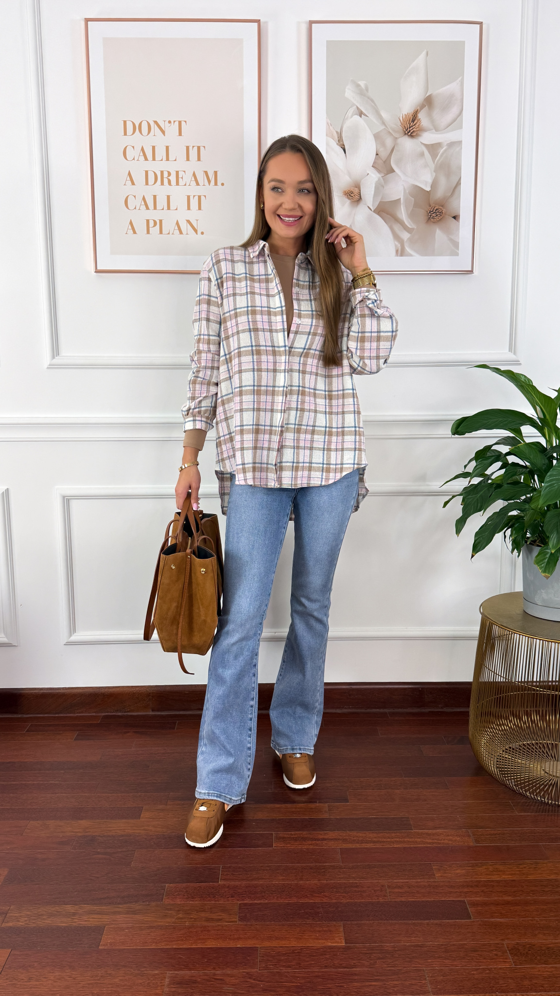 Koszula w kratę Kiara różowa