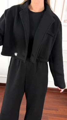 Bawełniany trzyczęściowy komplet dresowy Viven czarny