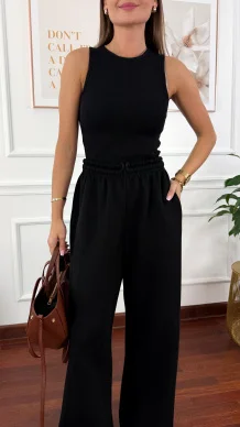 Bawełniany trzyczęściowy komplet dresowy Viven czarny