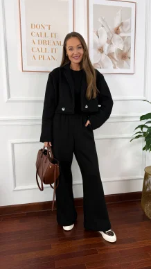 Bawełniany trzyczęściowy komplet dresowy Viven czarny