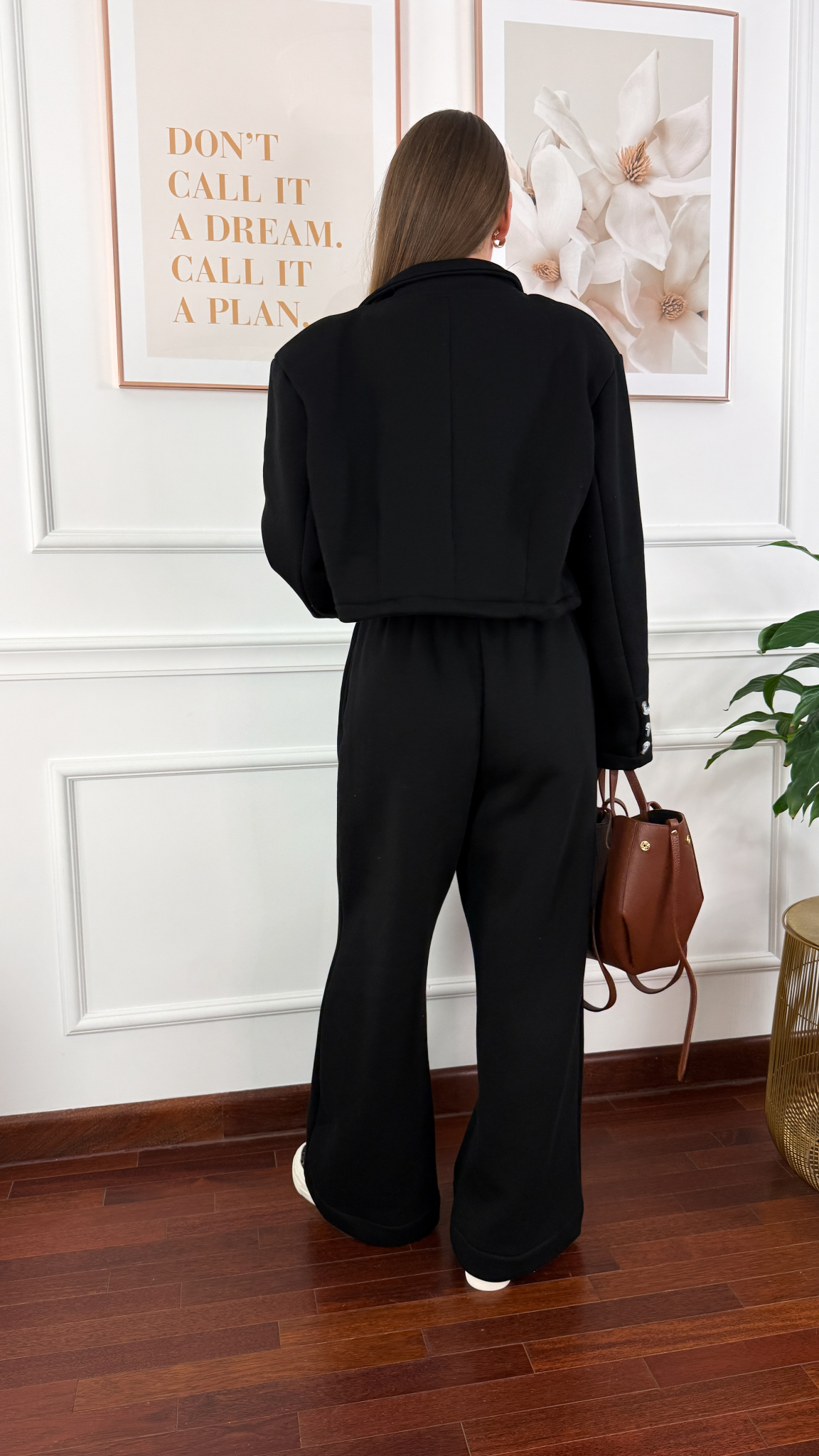 Bawełniany trzyczęściowy komplet dresowy Viven czarny