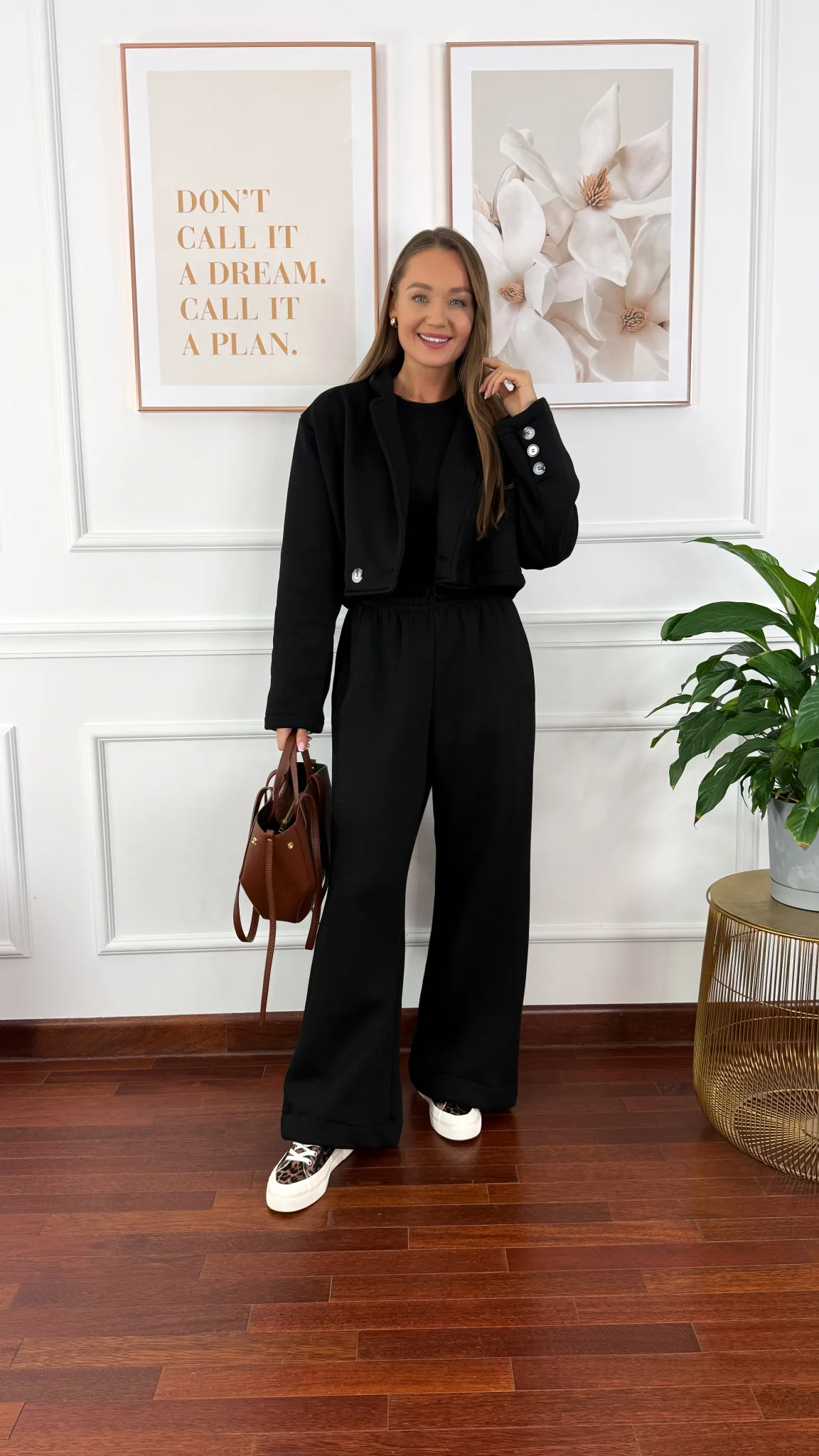 Bawełniany trzyczęściowy komplet dresowy Viven czarny