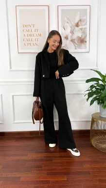 Bawełniany trzyczęściowy komplet dresowy Viven czarny