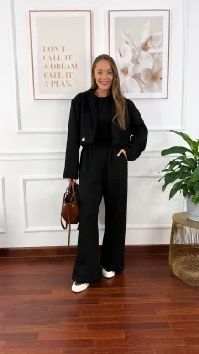 Bawełniany trzyczęściowy komplet dresowy Viven czarny