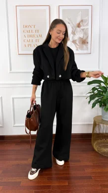 Bawełniany trzyczęściowy komplet dresowy Viven czarny