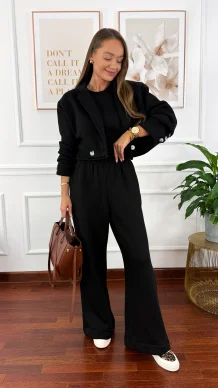 Bawełniany trzyczęściowy komplet dresowy Viven czarny