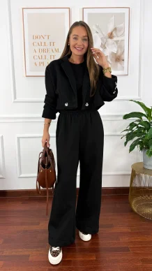 Bawełniany trzyczęściowy komplet dresowy Viven czarny