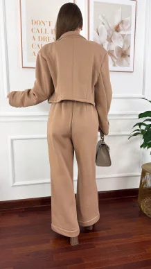 Bawełniany trzyczęściowy komplet dresowy Viven cappuccino