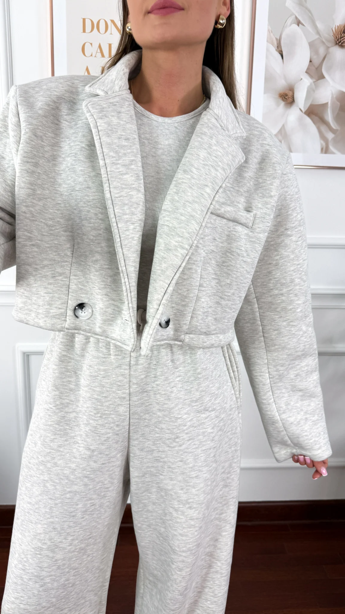 Bawełniany trzyczęściowy komplet dresowy Viven szary