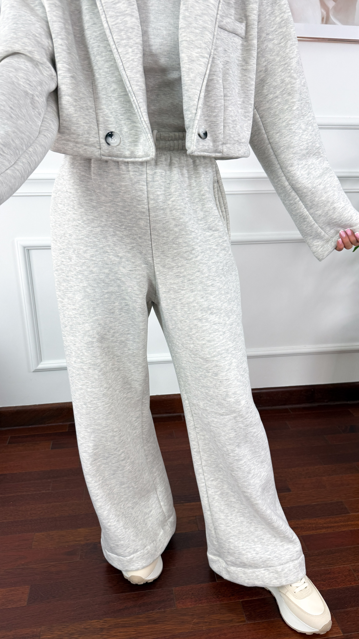 Bawełniany trzyczęściowy komplet dresowy Viven szary