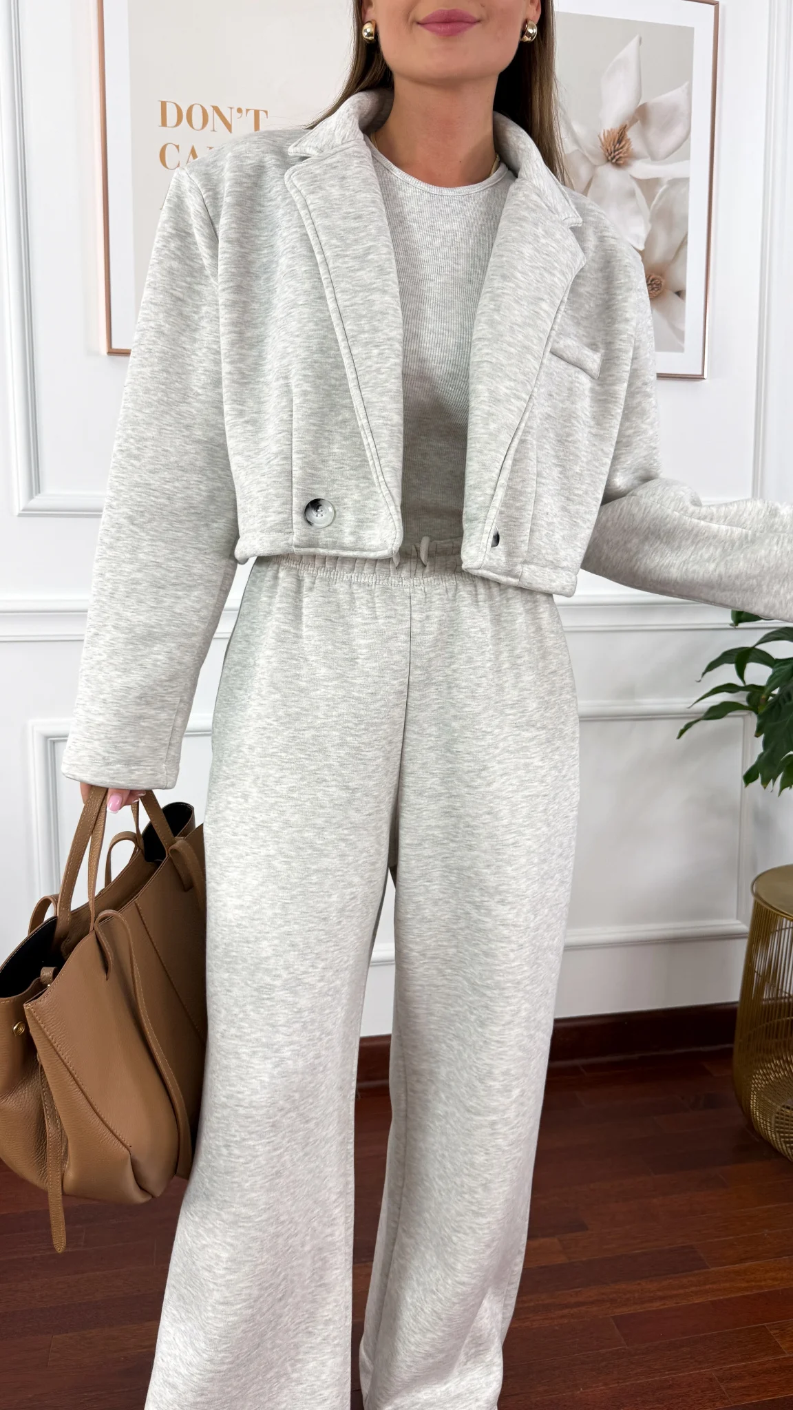 Bawełniany trzyczęściowy komplet dresowy Viven szary