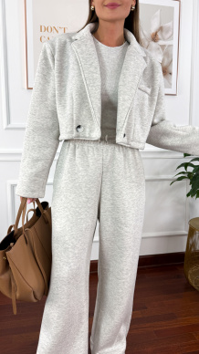 Bawełniany trzyczęściowy komplet dresowy Viven szary