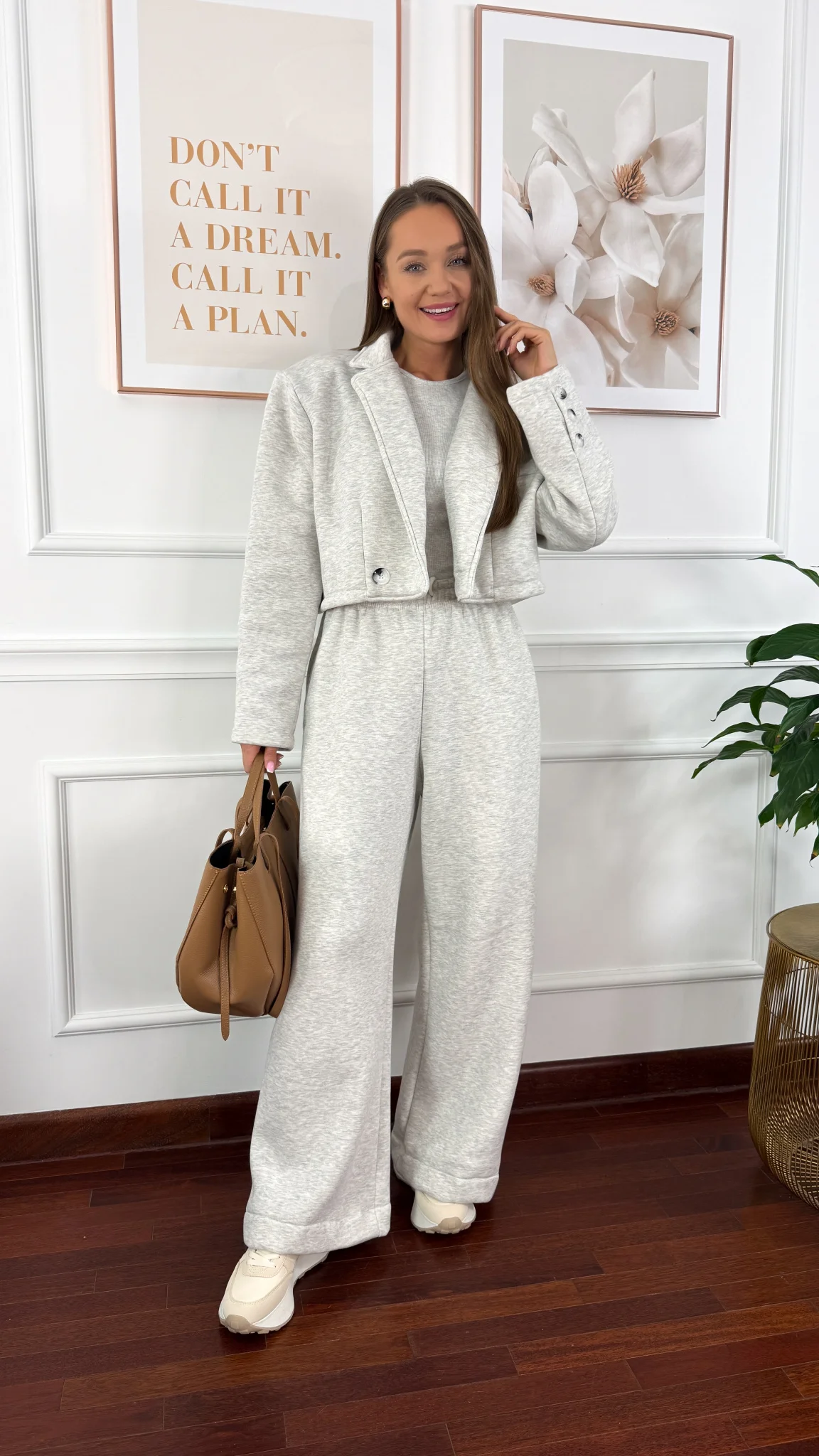 Bawełniany trzyczęściowy komplet dresowy Viven szary