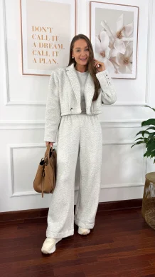 Bawełniany trzyczęściowy komplet dresowy Viven szary