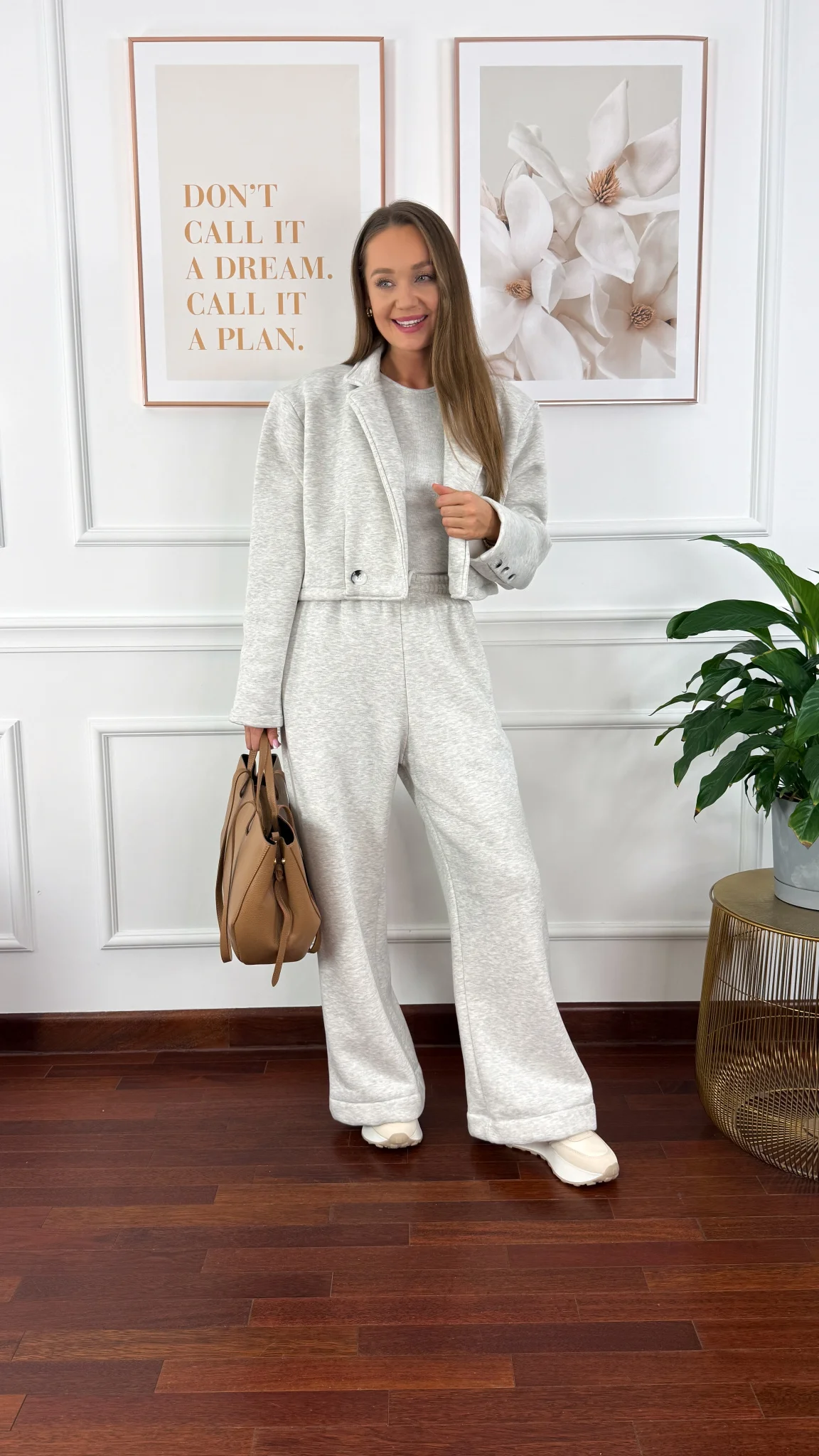 Bawełniany trzyczęściowy komplet dresowy Viven szary