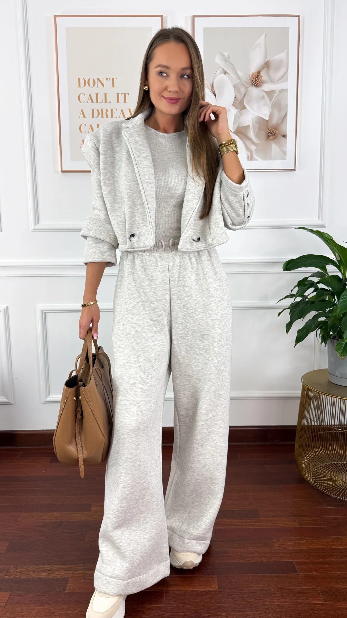 Bawełniany trzyczęściowy komplet dresowy Viven szary