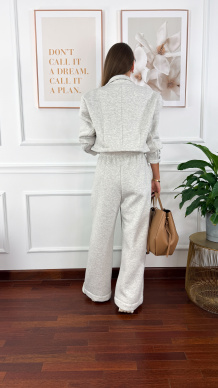 Bawełniany trzyczęściowy komplet dresowy Viven szary