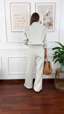 Bawełniany trzyczęściowy komplet dresowy Viven szary