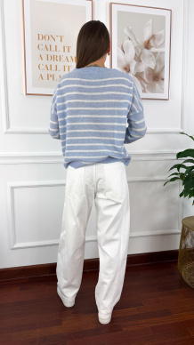 Wełniany sweter Torina niebieski w paski